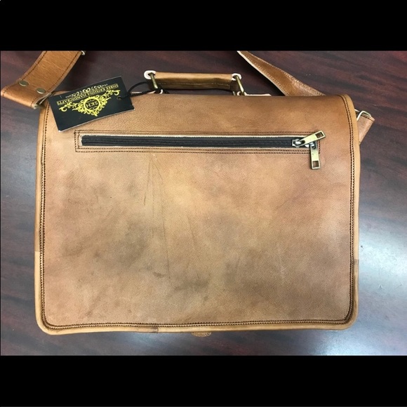 Skh leather laptop Briefcase d orange brown,NWT - Picture 3 of 8